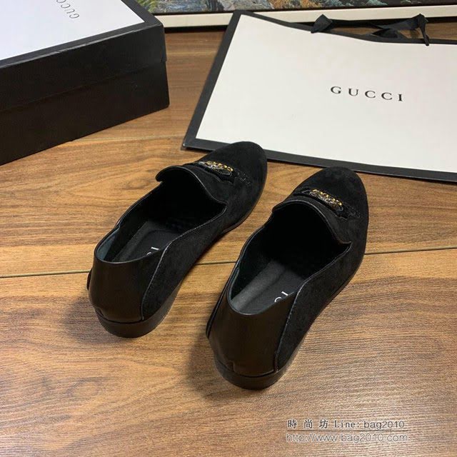 GUCCI男鞋 新款男士套腳鞋 鞋面進口品牌絲光印花 古馳絨面男鞋 Gucci黑色男鞋  hdnx1040